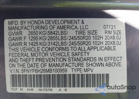 2021 Honda Pilot Awd Special Edition from USA, damaged, VIN 5FNYF6H26MB100959